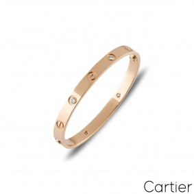 Cartier Rose Gold Half Diamond Love Bracelet Size 16 B6036016 Cartier Rose Gold Half Diamond Love Bracelet Size 16 B6036016